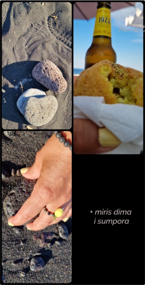 Pla\a od crnog vulkanskog peska na ostrvu Stromboli